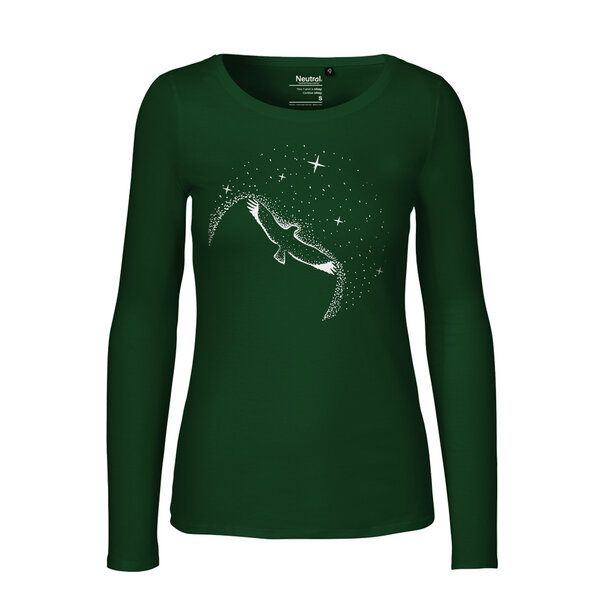 HANDGEDRUCKT "Sternstunde" Frauen Longsleeve aus reiner Biobaumwolle (kbA) von HANDGEDRUCKT