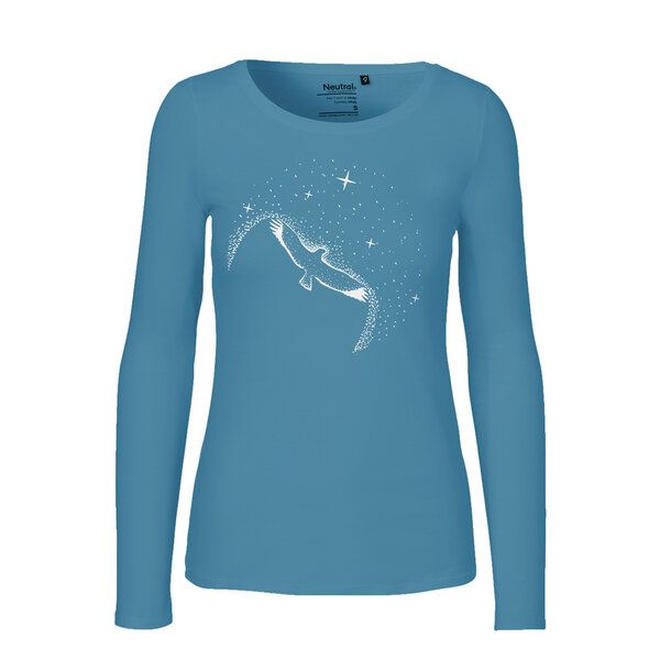 HANDGEDRUCKT "Sternstunde" Frauen Longsleeve aus reiner Biobaumwolle (kbA) von HANDGEDRUCKT