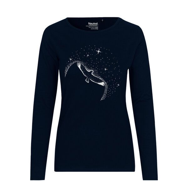 HANDGEDRUCKT "Sternstunde" Frauen Longsleeve aus reiner Biobaumwolle (kbA) von HANDGEDRUCKT