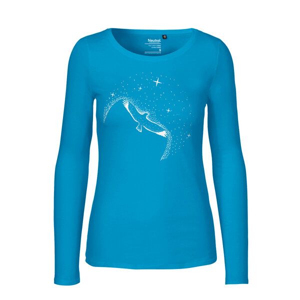 HANDGEDRUCKT "Sternstunde" Frauen Longsleeve aus reiner Biobaumwolle (kbA) von HANDGEDRUCKT