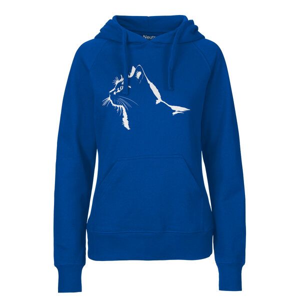 HANDGEDRUCKT "Stubentiger" Frauen Hoody aus reiner Biobaumwolle (kbA) von HANDGEDRUCKT