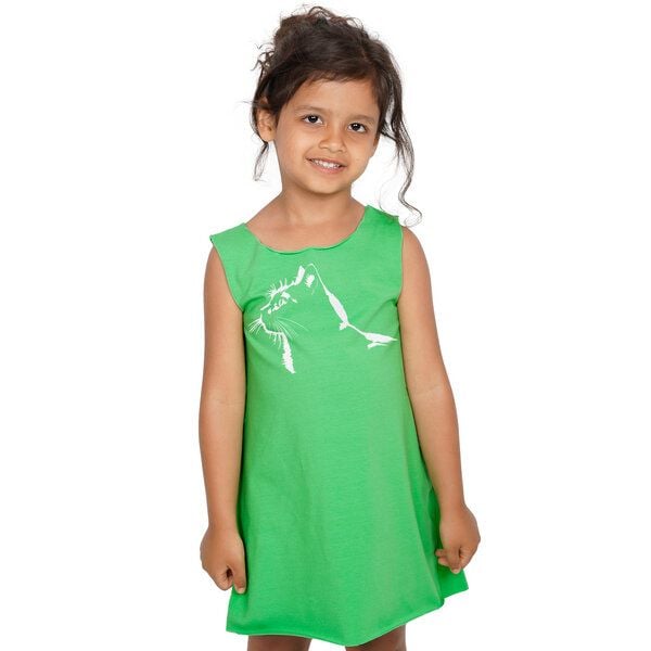 HANDGEDRUCKT "Stubentiger" Kinder Biokleidchen (kbA) Katze von HANDGEDRUCKT