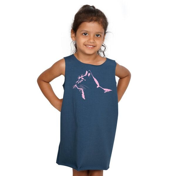 HANDGEDRUCKT "Stubentiger" Kinder Biokleidchen (kbA) Katze von HANDGEDRUCKT