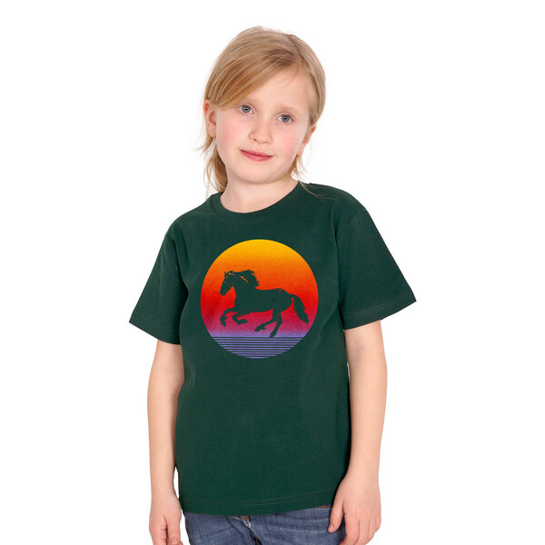 HANDGEDRUCKT "Sunsethorse" Unisex Kinder-T-Shirt von HANDGEDRUCKT