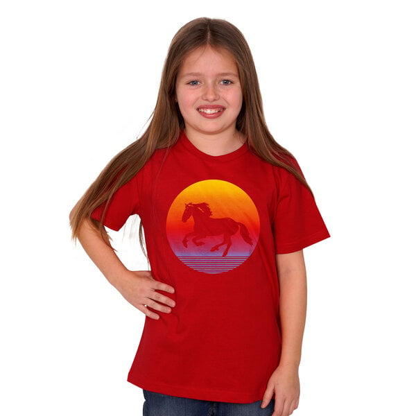 HANDGEDRUCKT "Sunsethorse" Unisex Kinder-T-Shirt von HANDGEDRUCKT