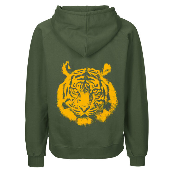 HANDGEDRUCKT "Tiger" Männer Zip Hoody aus reiner Biobaumwolle (kbA) von HANDGEDRUCKT