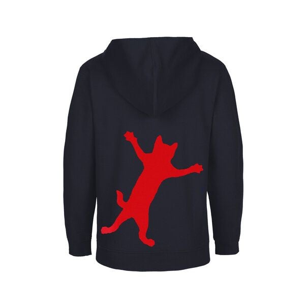 HANDGEDRUCKT Unisex Kinder Zip Up Hoody "Klammerkatze" von HANDGEDRUCKT