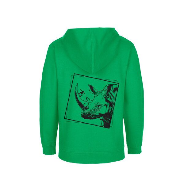 HANDGEDRUCKT Unisex Kinder Zip Up Hoody "Rhinoskateros" von HANDGEDRUCKT