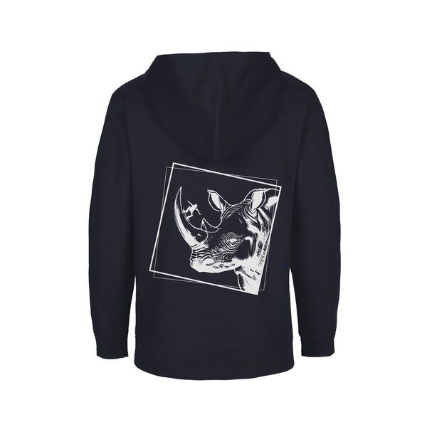 HANDGEDRUCKT Unisex Kinder Zip Up Hoody "Rhinoskateros" von HANDGEDRUCKT