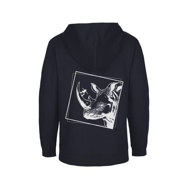 HANDGEDRUCKT Unisex Kinder Zip Up Hoody "Rhinoskateros" von HANDGEDRUCKT
