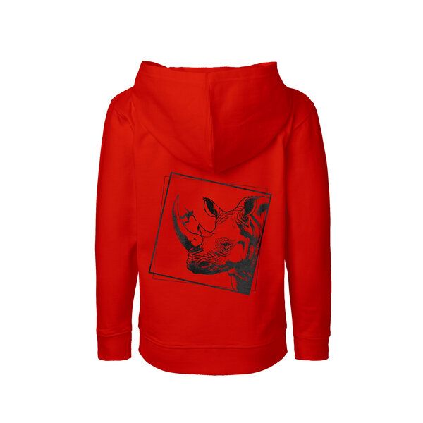 HANDGEDRUCKT Unisex Kinder Zip Up Hoody "Rhinoskateros" von HANDGEDRUCKT