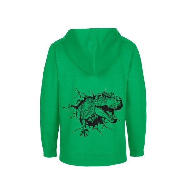 HANDGEDRUCKT Unisex Kinder Zip Up Hoody "Tyrannosaurus" von HANDGEDRUCKT