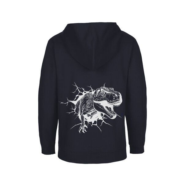 HANDGEDRUCKT Unisex Kinder Zip Up Hoody "Tyrannosaurus" von HANDGEDRUCKT