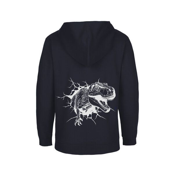 HANDGEDRUCKT Unisex Kinder Zip Up Hoody "Tyrannosaurus" von HANDGEDRUCKT