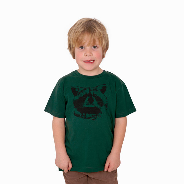 HANDGEDRUCKT "Waschbär" Kinder T-Shirt Baumwolle (kbA) von HANDGEDRUCKT