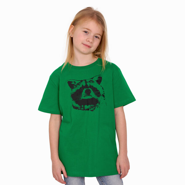 HANDGEDRUCKT "Waschbär" Kinder T-Shirt Baumwolle (kbA) von HANDGEDRUCKT