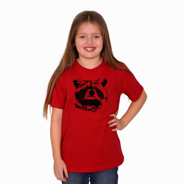 HANDGEDRUCKT "Waschbär" Kinder T-Shirt Baumwolle (kbA) von HANDGEDRUCKT