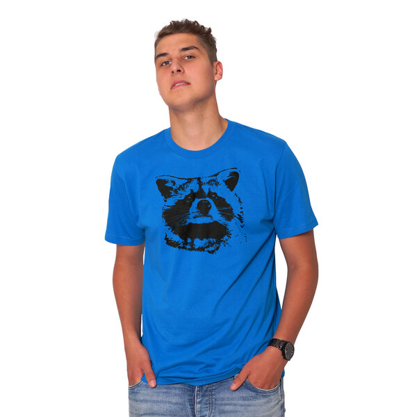 HANDGEDRUCKT "Waschbär" Männer T-Shirt reine Biobaumwolle (kbA) von HANDGEDRUCKT