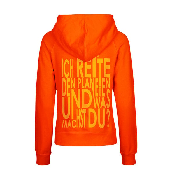 HANDGEDRUCKT "Weltretten" Frauen Hoody aus reiner Biobaumwolle (kbA) von HANDGEDRUCKT