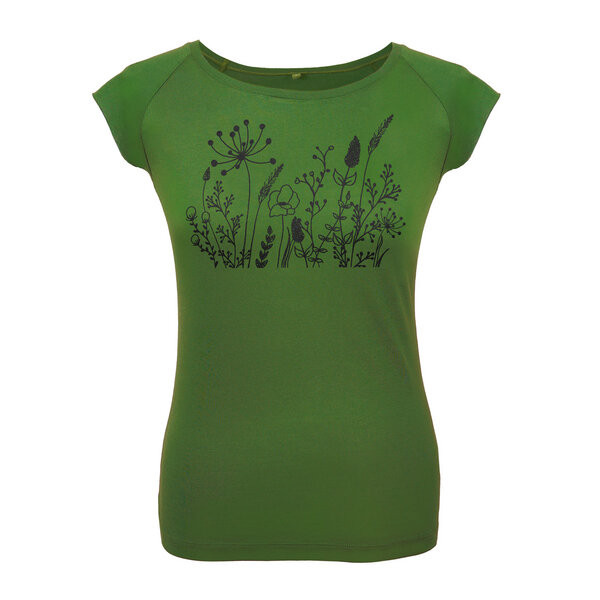 HANDGEDRUCKT "Wilde Wiese" Bamboo Frauen T-Shirt von HANDGEDRUCKT