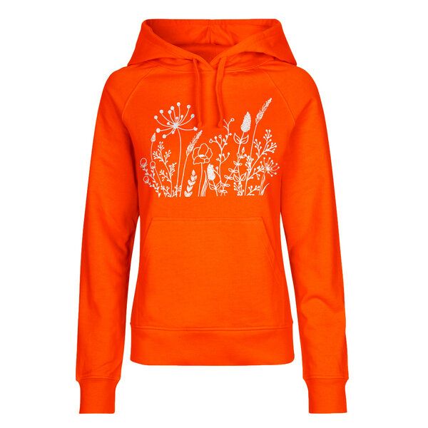 HANDGEDRUCKT "Wilde Wiese" Frauen HOODY aus reiner Biobaumwolle (kbA) von HANDGEDRUCKT