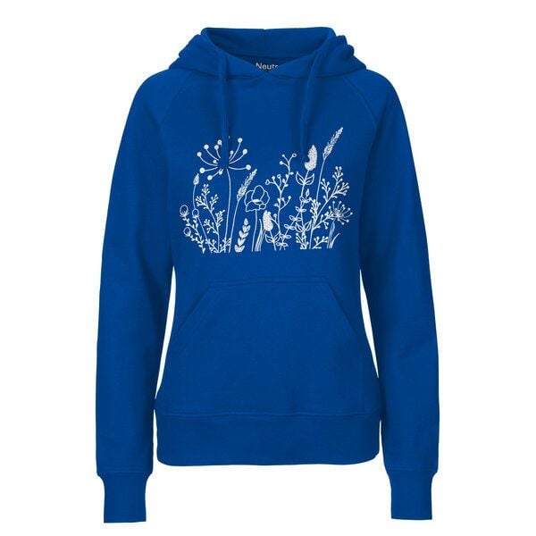 HANDGEDRUCKT "Wilde Wiese" Frauen HOODY aus reiner Biobaumwolle (kbA) von HANDGEDRUCKT