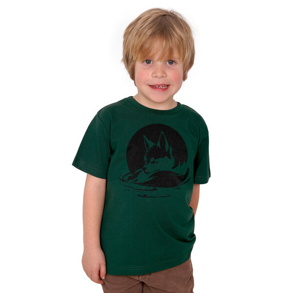 HANDGEDRUCKT "Wolf" Kinder T-Shirt aus Biobaumwolle (kbA) von HANDGEDRUCKT