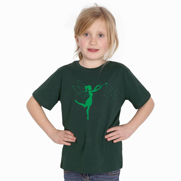HANDGEDRUCKT "Zauberfee" Kinder-T-Shirt reine Biobaumwolle (kbA) von HANDGEDRUCKT