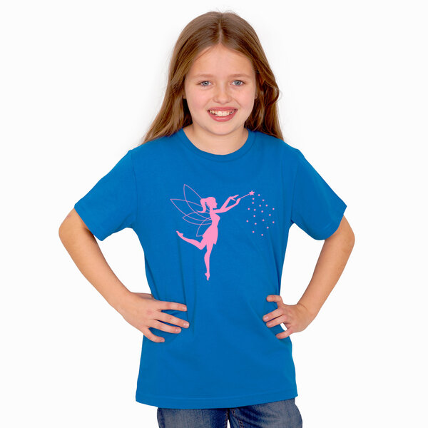 HANDGEDRUCKT "Zauberfee" Kinder-T-Shirt reine Biobaumwolle (kbA) von HANDGEDRUCKT