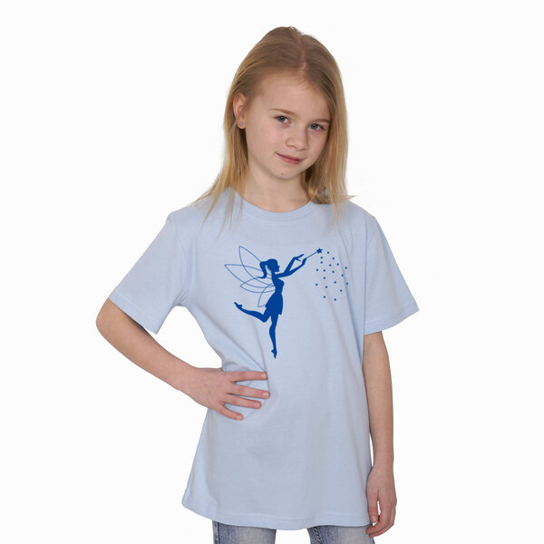 HANDGEDRUCKT "Zauberfee" Kinder-T-Shirt reine Biobaumwolle (kbA) von HANDGEDRUCKT