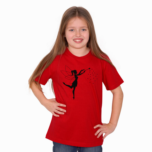 HANDGEDRUCKT "Zauberfee" Kinder-T-Shirt reine Biobaumwolle (kbA) von HANDGEDRUCKT