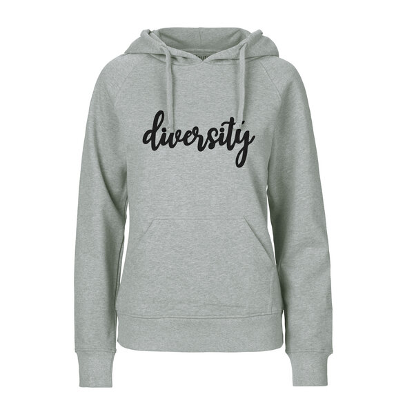 HANDGEDRUCKT "diversity" Frauen Hoody aus reiner Biobaumwolle (kbA) von HANDGEDRUCKT