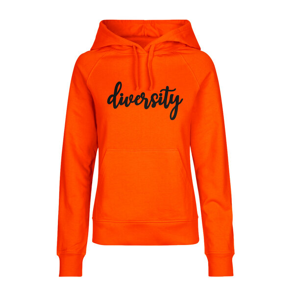 HANDGEDRUCKT "diversity" Frauen Hoody aus reiner Biobaumwolle (kbA) von HANDGEDRUCKT