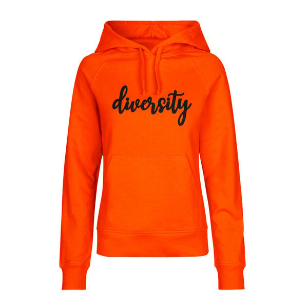 HANDGEDRUCKT "diversity" Frauen Hoody aus reiner Biobaumwolle (kbA) von HANDGEDRUCKT