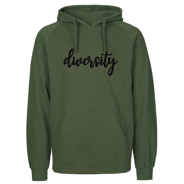 HANDGEDRUCKT "diversity" Herren Hoody aus reiner Biobaumwolle (kbA) von HANDGEDRUCKT