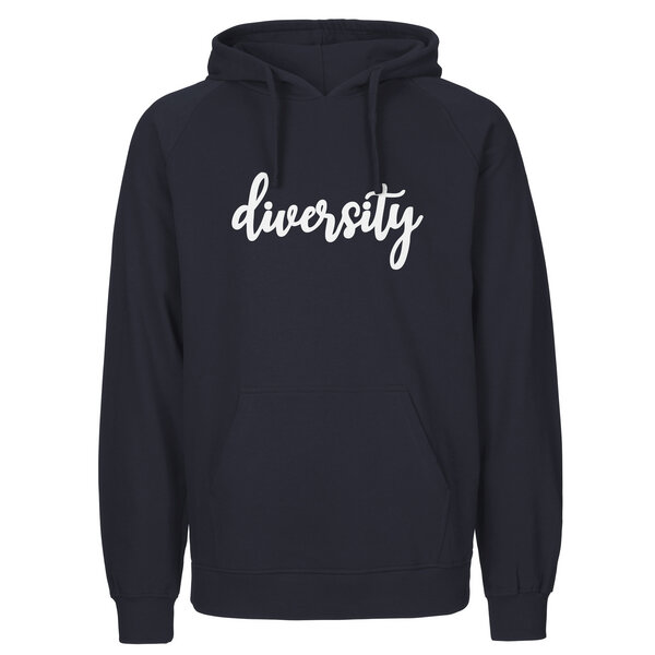 HANDGEDRUCKT "diversity" Herren Hoody aus reiner Biobaumwolle (kbA) von HANDGEDRUCKT