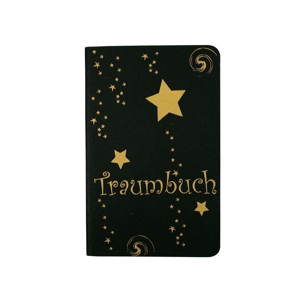 HANDGEDRUCKT schwarzes Notizheft "Traumbuch" ca. DIN A6, liniert von HANDGEDRUCKT