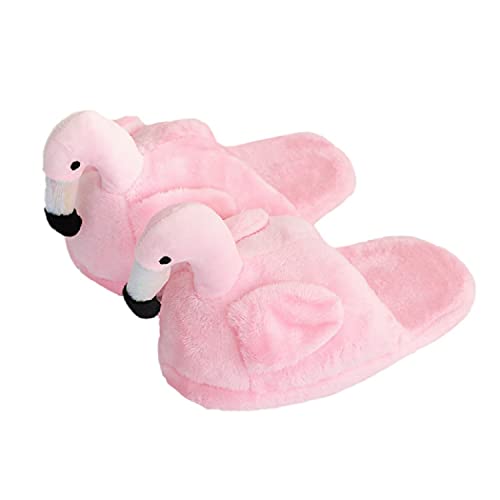 HANDKEI Damen süße Flamingo Hausschuhe Plüsch Tier Hausschuhe warme Hausschuhe weiche und bequeme Hausschuhe (36-42 EU, Rosa 2, numeric_36) von HANDKEI