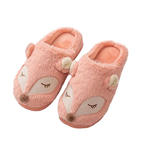 HANDKEI Frauen Hausschuhe Fuchs Cartoon Tier Hausschuhe Memory Foam Hausschuhe rutschfest nach Hause warme Hausschuhe (38/39 EU, Wassermelonenrot, numeric_38) von HANDKEI