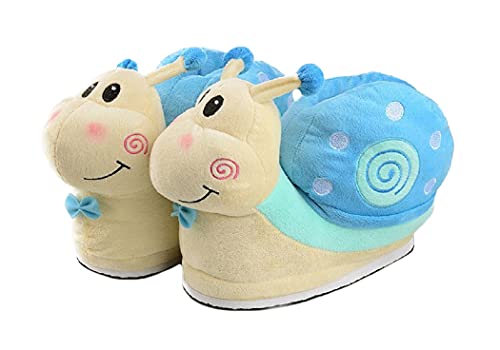 HANDKEI Niedliche Cartoon Schnecke Tier Hausschuhe Damen Winter warme & weiche Hausschuhe flauschige (35/39 EU, Blau, numeric 35) von HANDKEI