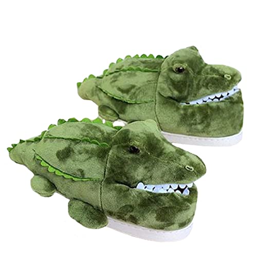 HANDKEI Winter Herren Damen Elefanten Tier Hausschuhe Nilpferd Hausschuhe Plüsch Tier Hausschuhe (40/43 EU, Krokodil, numeric_40) von HANDKEI