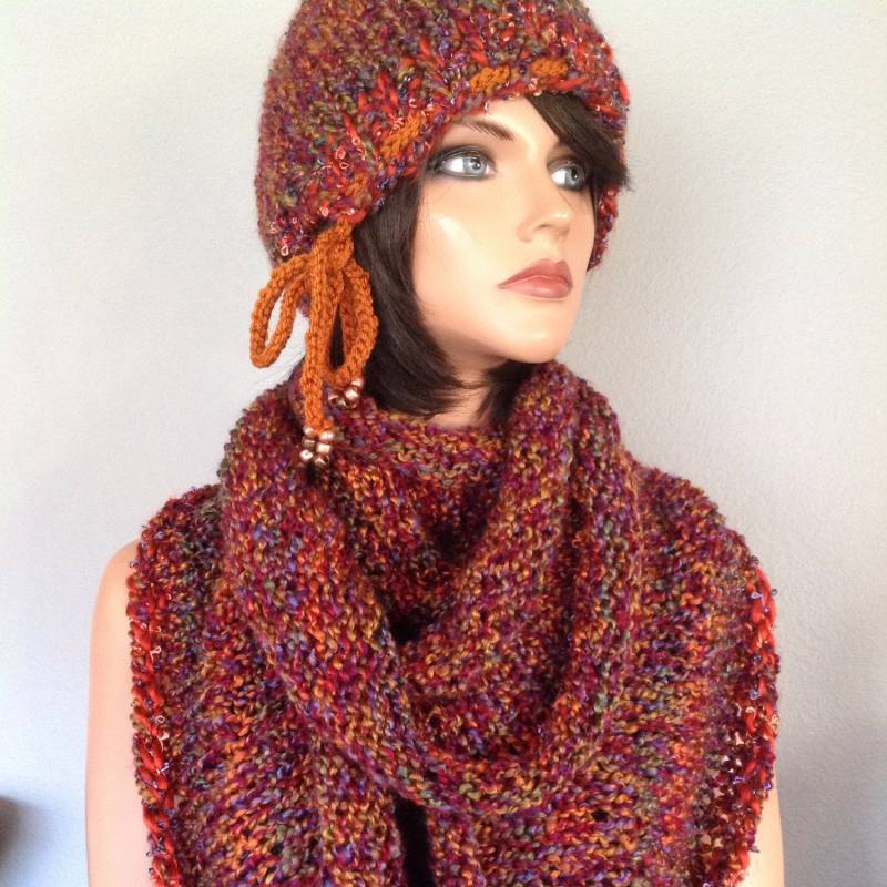 Beanie Eternity Schal Set Mütze Slouch Designer Fashion Boucle Rusty Earth Hip Chic Winter Schnee Ski Weich Beanie Eternity Schal Set Mütze Slouch Designer Fashion Boucle Rusty Earth Hip Chic Winter Schnee Ski Weich von HANDKNITS2LOVE