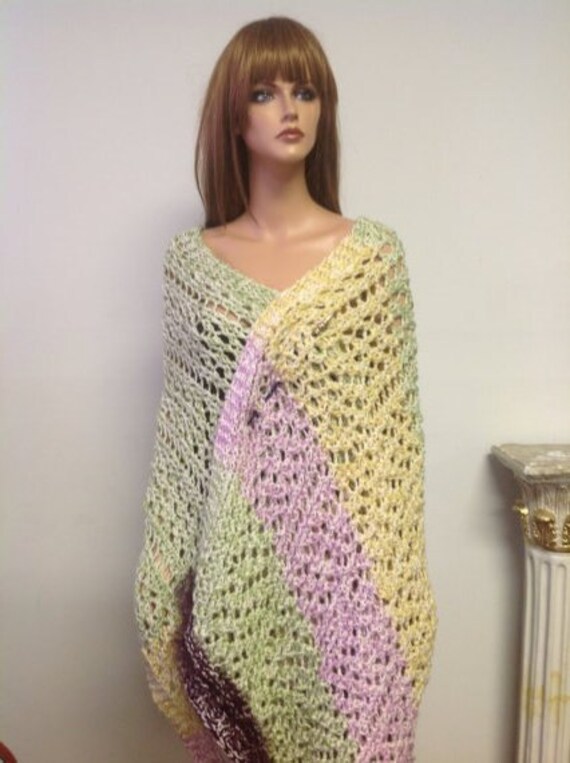 Handgestrickt Extra Lang Breites Schultertuch Stola Cape Lace Gitter Stil Double Fashion Gebet Geschenk Besondere Anlass Geburtstag von HANDKNITS2LOVE