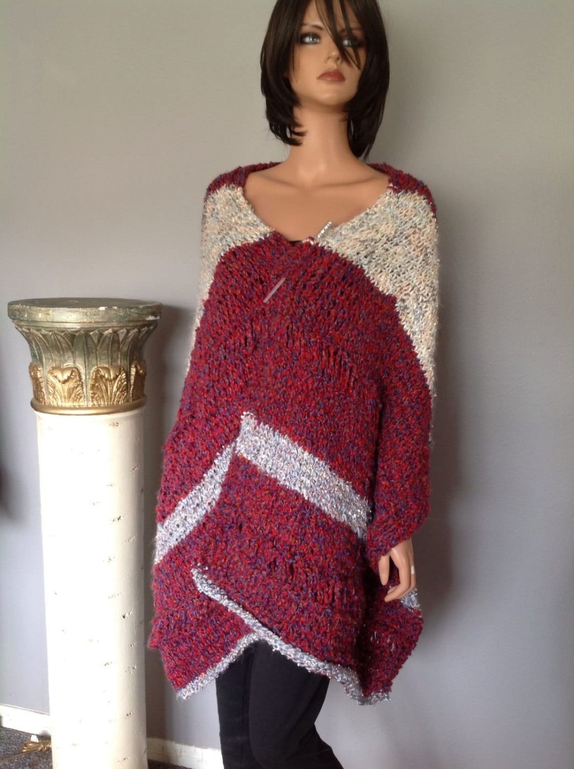 Handgestrickt Long Shawl Wrap Stola Boucle Multicolor Designer Mode Weich Luxuriöses Gemütliches Geschenk von HANDKNITS2LOVE