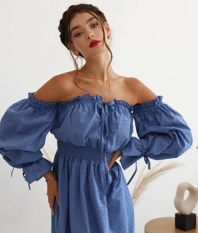 Geschenk Für Her.summer Kleid Geschenk. Schulterfreies Mit Puffärmeln.baby-Dusche-Kleid. Umstandskleid.geschenk Mutter von HANDMADEGARMENT