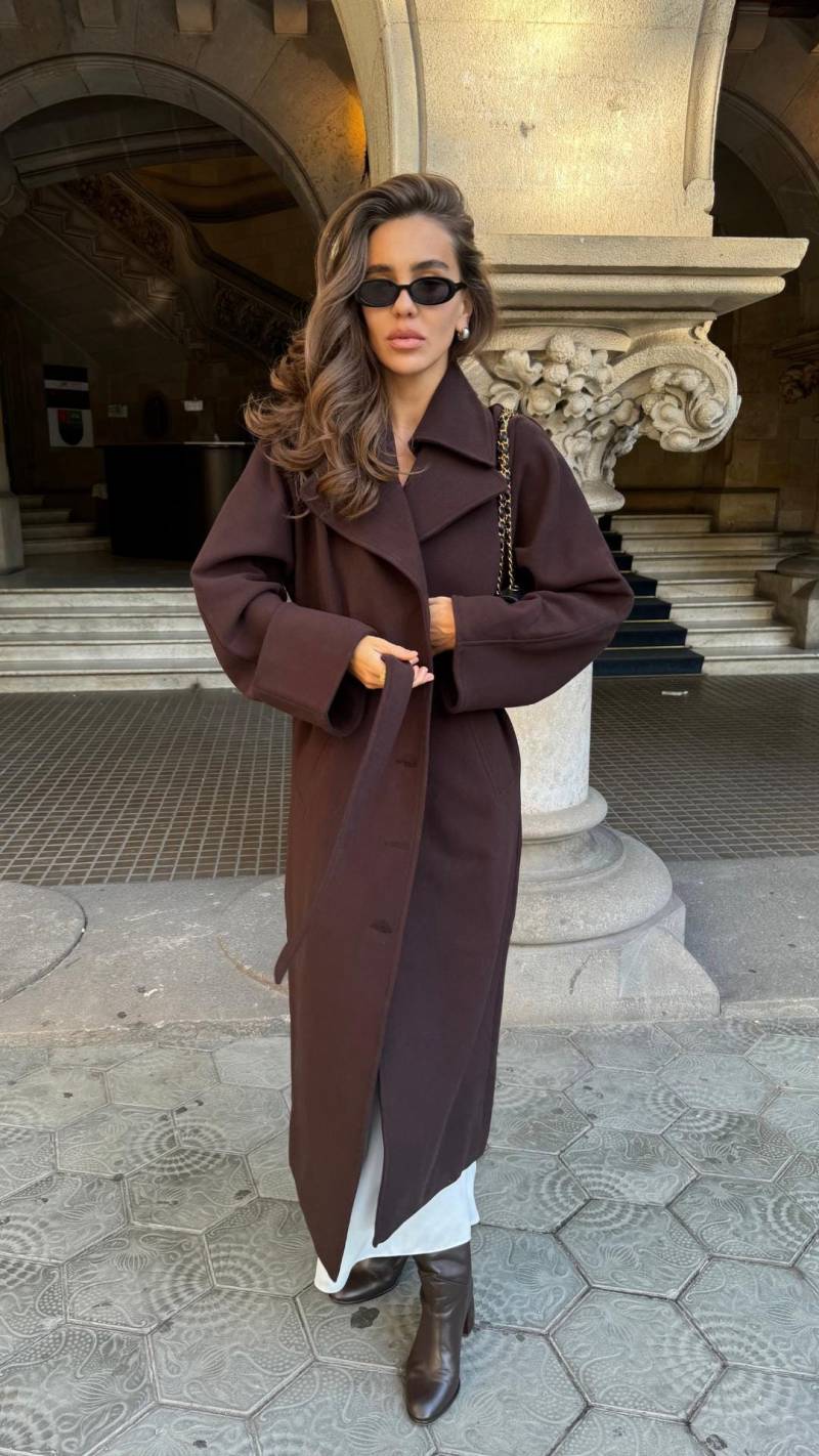 Halbmantel. Kaschmir-Mantel. Brauner Mantel. Gürtelmantel Aus Kaschmir Mit Gürtel, Langer von HANDMADEGARMENT