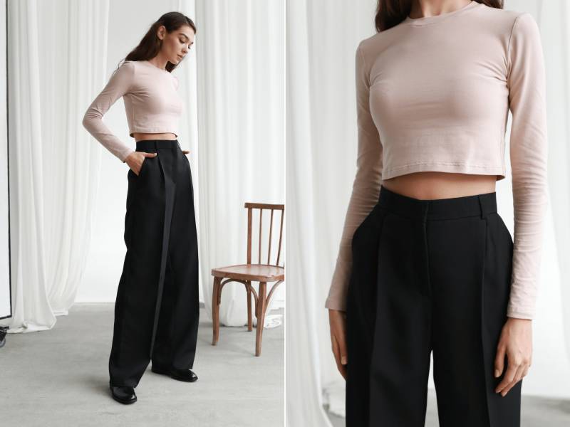 Schwarze Palazzohose Mit Hoher Taille Formelle Damenhose von HANDMADEGARMENT