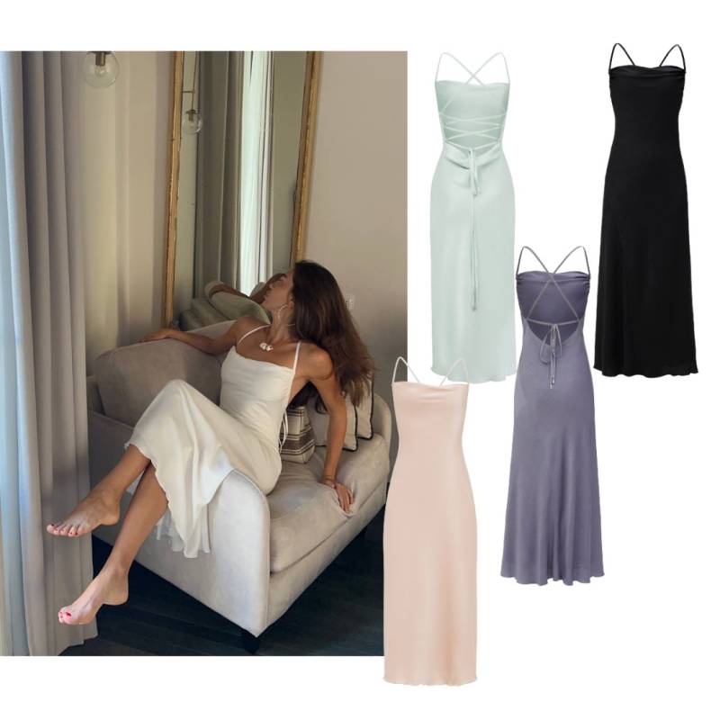 Weiß Seiden Kleid Brautjungfer Kleid Mit Wasserfallausschnitt von HANDMADEGARMENT