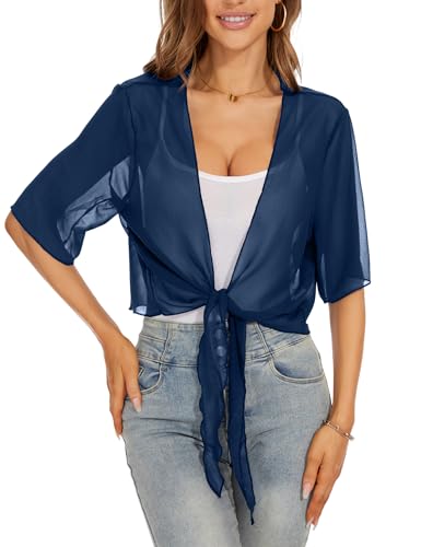 HANERDUN Bolero Damen Chiffon Strickjacke Festlich Elegant Kurz Ärmel Schulterjacke Perfekt mit Allerlei Cocktailkleid Abendkleid von HANERDUN