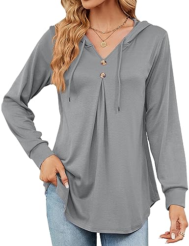 HANERDUN Damen Kapuzenpullover Sweatjacke Herbst Langarm Oberteile Lässiges lockeres Top Freizeit Sport Outdoor Casual Style von HANERDUN